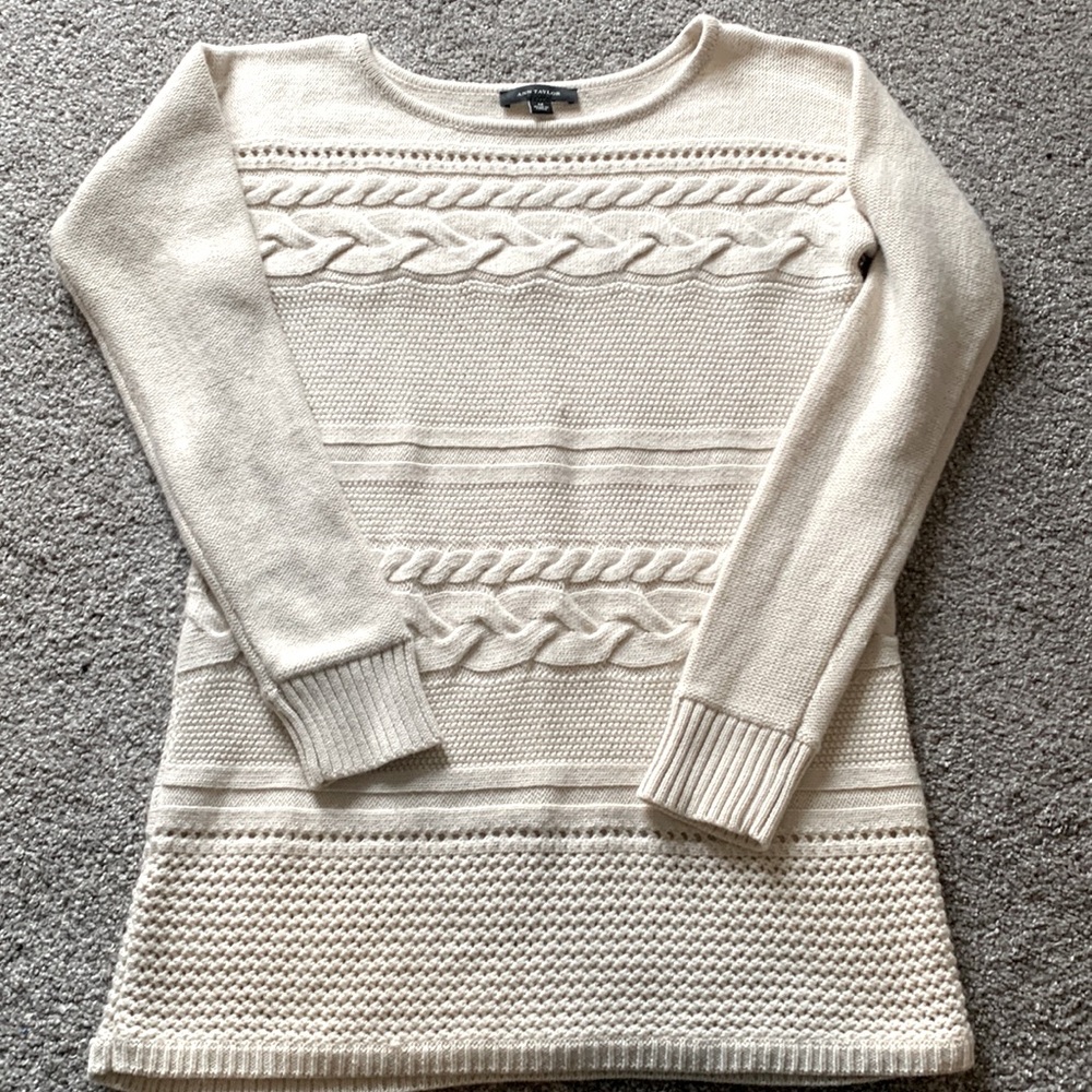 Tunic Length Cream Ann Taylor Sweater
